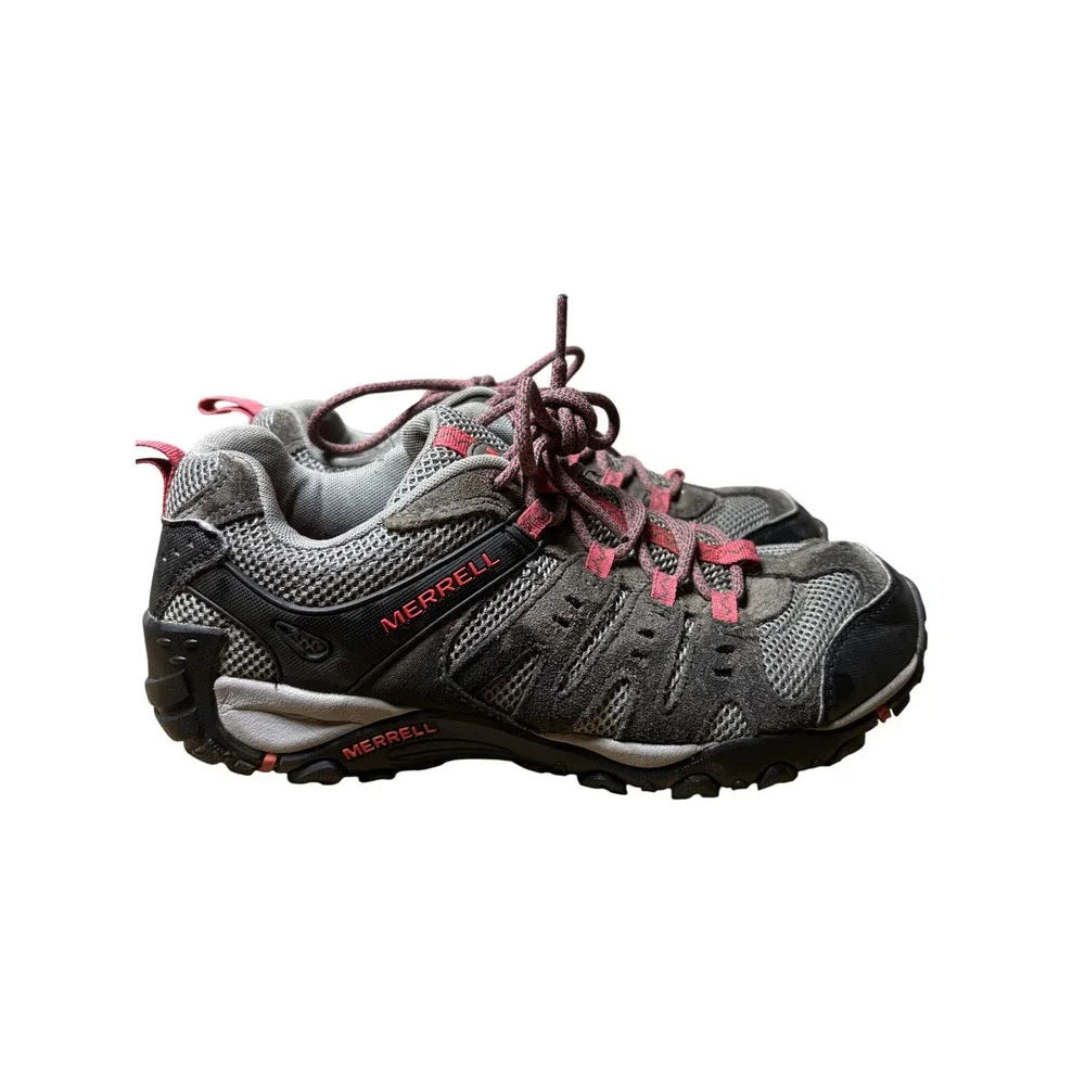 Merrell Hiking Shoes Women 8.5 Grey Strawberry Accentor Ventilator Low Suede